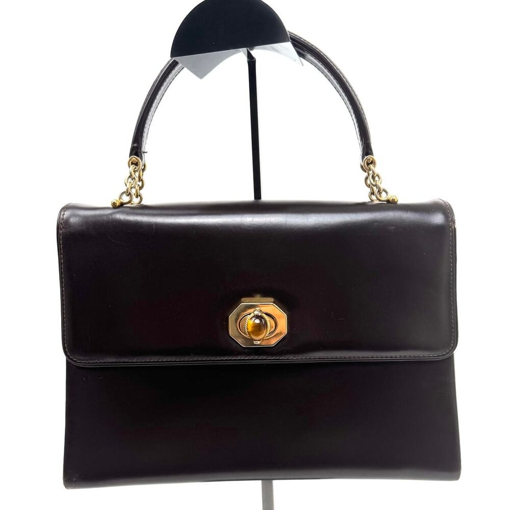 Gucci Vintage Chocolate Brown Leather Gold Chain Handbag